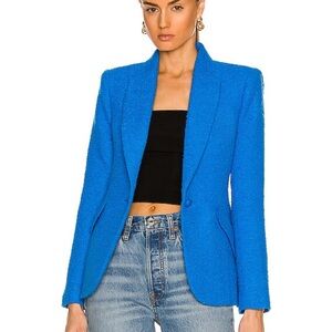 L'Agence Chamberlain Blue Boucle Textured Blazer